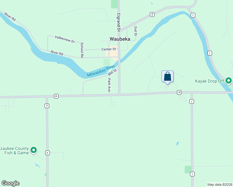 map of restaurants, bars, coffee shops, grocery stores, and more near N5317 Park Avenue in Waubeka