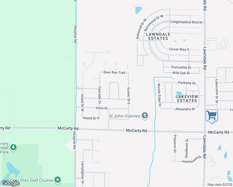map of restaurants, bars, coffee shops, grocery stores, and more near 4303 Woodview Drive East in Saginaw