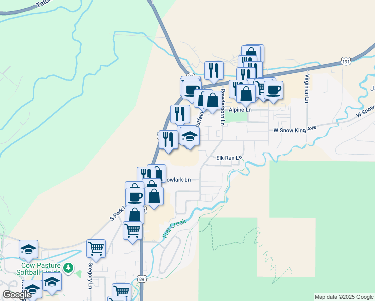 map of restaurants, bars, coffee shops, grocery stores, and more near 1200 Maple Way in Jackson