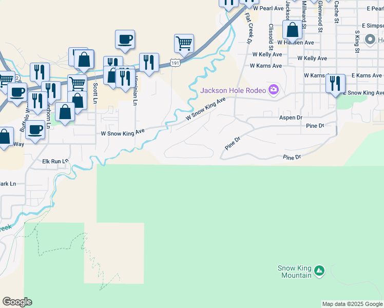 map of restaurants, bars, coffee shops, grocery stores, and more near 742 Rodeo Road in Jackson