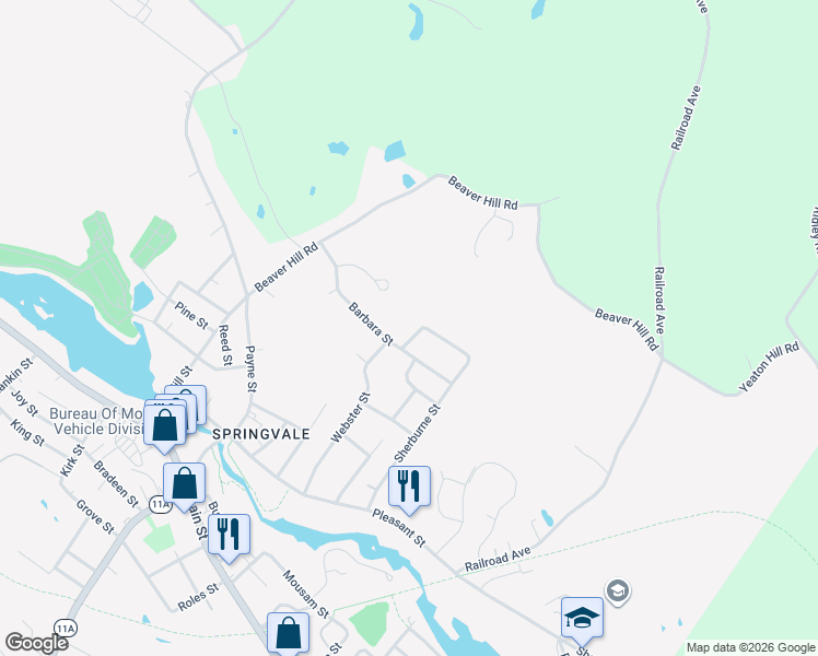 map of restaurants, bars, coffee shops, grocery stores, and more near 2 Libby Lane in Sanford