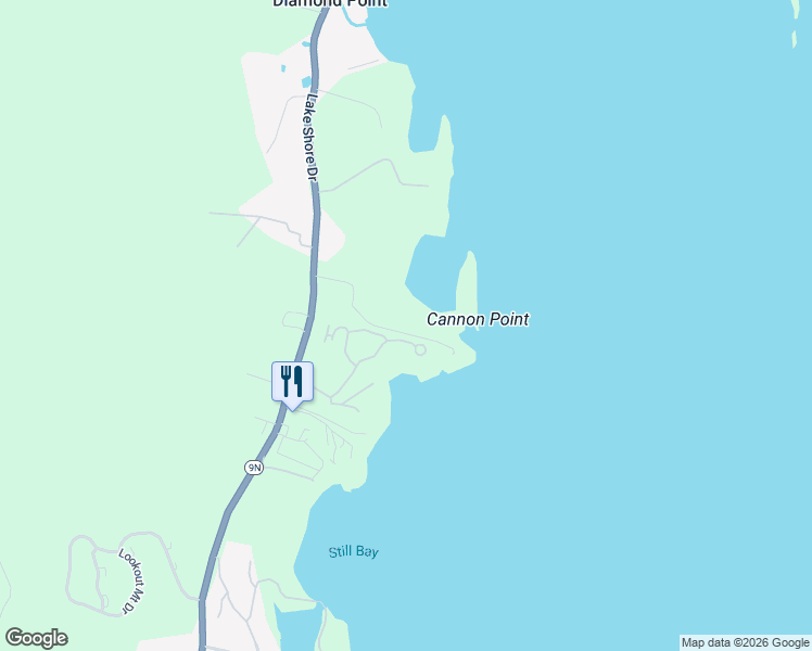 map of restaurants, bars, coffee shops, grocery stores, and more near 64 Antlers Drive in Lake George