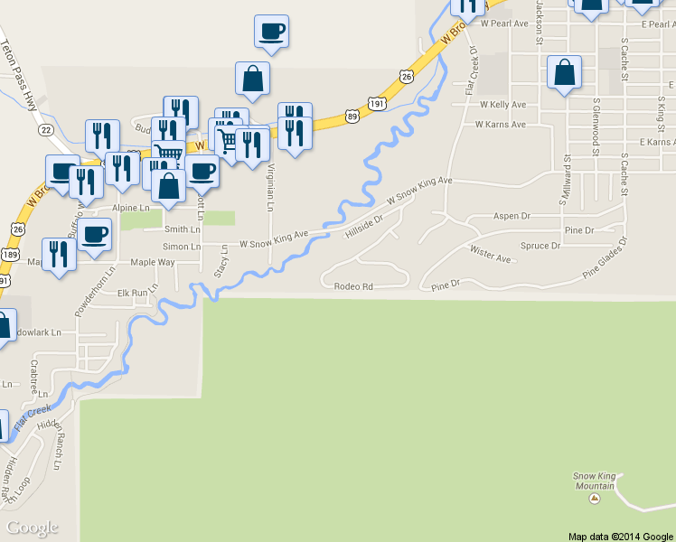 map of restaurants, bars, coffee shops, grocery stores, and more near 702 Rodeo Rd in Jackson