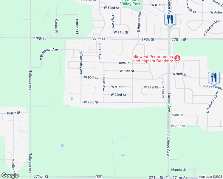 map of restaurants, bars, coffee shops, grocery stores, and more near 4101 West 91st Street in Sioux Falls