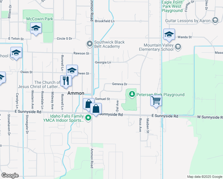 map of restaurants, bars, coffee shops, grocery stores, and more near 3645 Vaughn Street in Ammon