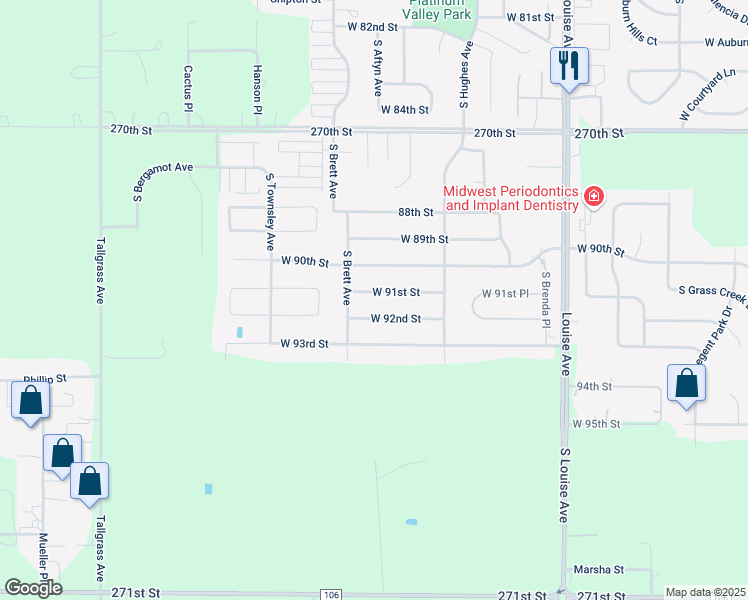 map of restaurants, bars, coffee shops, grocery stores, and more near 4101 West 91st Street in Sioux Falls
