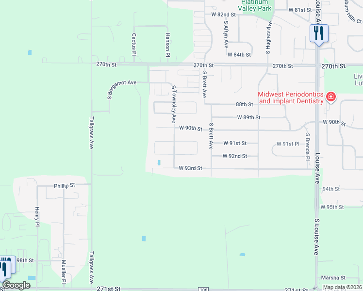 map of restaurants, bars, coffee shops, grocery stores, and more near 4317 West 90th Street in Sioux Falls