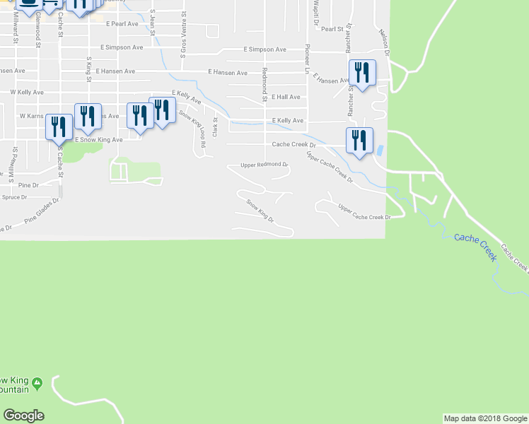 map of restaurants, bars, coffee shops, grocery stores, and more near 875 Snow King Drive in Jackson