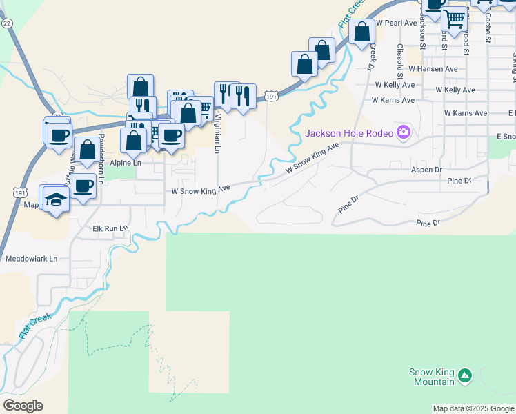 map of restaurants, bars, coffee shops, grocery stores, and more near 702 Rodeo Rd in Jackson