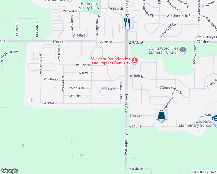 map of restaurants, bars, coffee shops, grocery stores, and more near 3513 West 91st Place in Sioux Falls