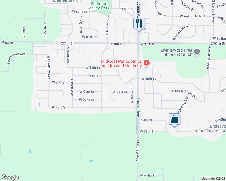 map of restaurants, bars, coffee shops, grocery stores, and more near 3531 West 91st Place in Sioux Falls