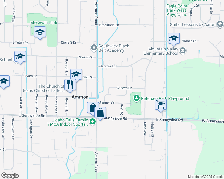map of restaurants, bars, coffee shops, grocery stores, and more near 3645 Vaughn Street in Ammon