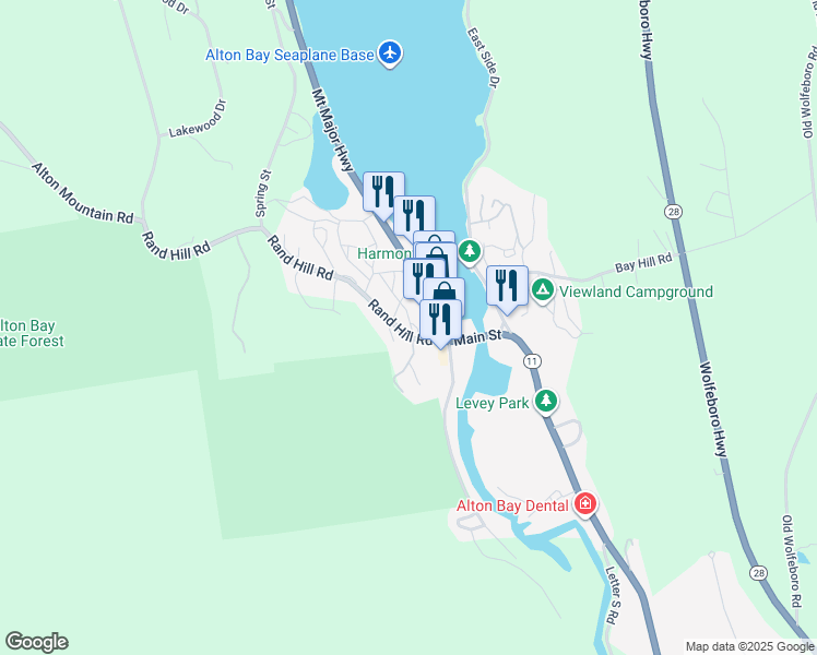 map of restaurants, bars, coffee shops, grocery stores, and more near 8 Downing Road in Alton