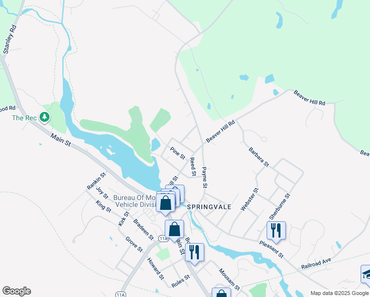 map of restaurants, bars, coffee shops, grocery stores, and more near 12 Goodwin Street in Sanford