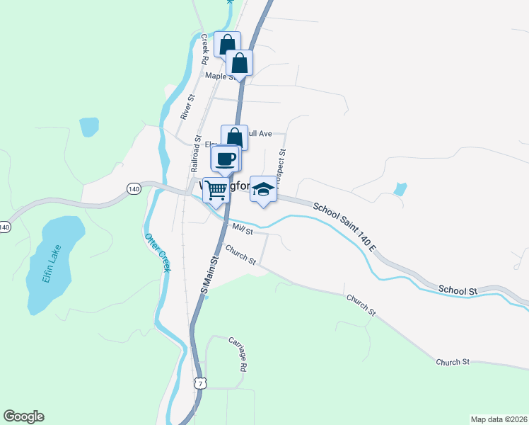 map of restaurants, bars, coffee shops, grocery stores, and more near 126 School Street in Wallingford