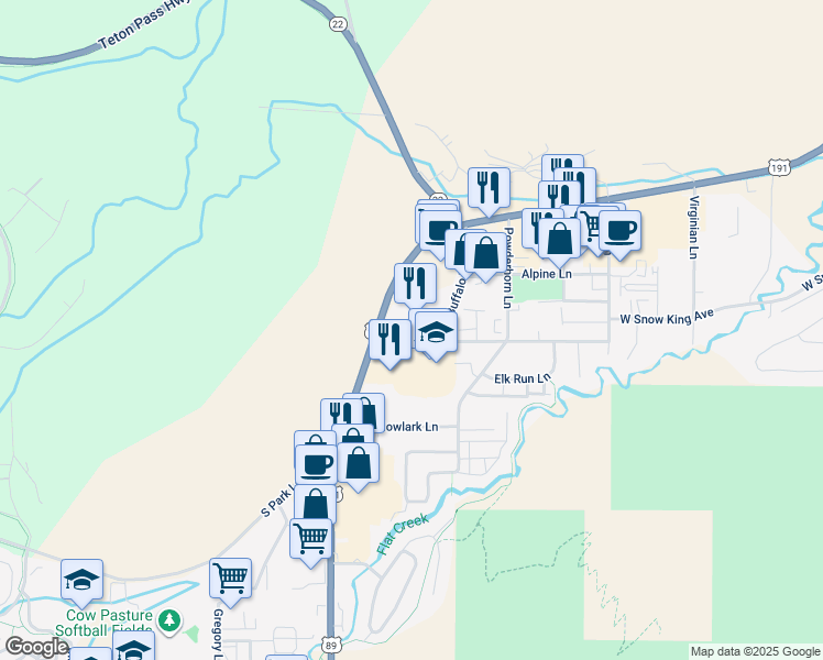 map of restaurants, bars, coffee shops, grocery stores, and more near 1200-1292 Maple Way in Jackson