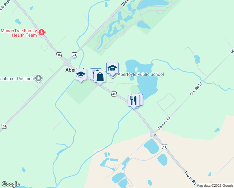 map of restaurants, bars, coffee shops, grocery stores, and more near 61 Wellington 46 in Guelph