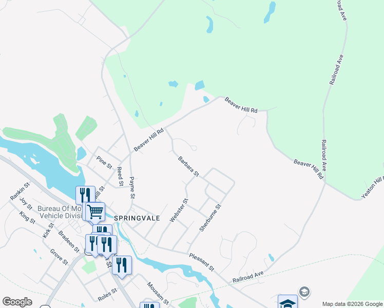 map of restaurants, bars, coffee shops, grocery stores, and more near 48 Barbara Street in Sanford
