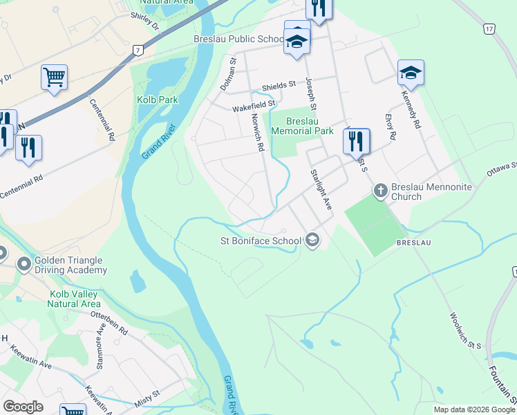 map of restaurants, bars, coffee shops, grocery stores, and more near 407 Dolman Street in Woolwich