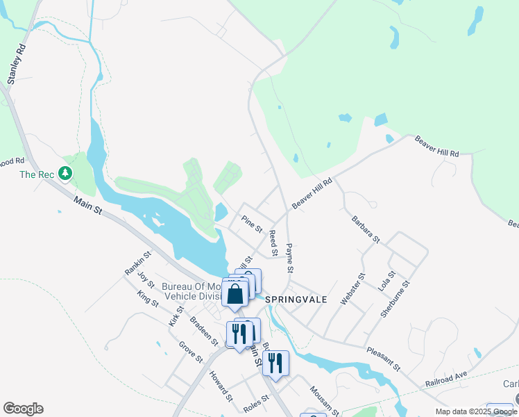 map of restaurants, bars, coffee shops, grocery stores, and more near 3 Harrison Street in Sanford