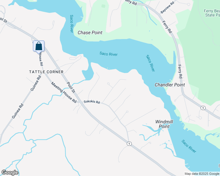 map of restaurants, bars, coffee shops, grocery stores, and more near 4 Riverview Circle in Biddeford