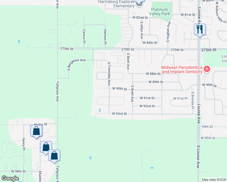 map of restaurants, bars, coffee shops, grocery stores, and more near 4400 West Delafield Circle in Sioux Falls