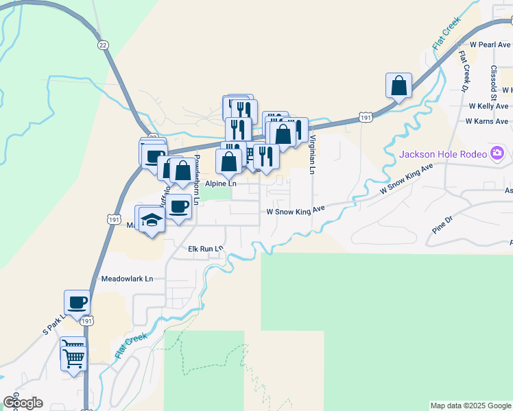 map of restaurants, bars, coffee shops, grocery stores, and more near 925 Smith Lane in Jackson