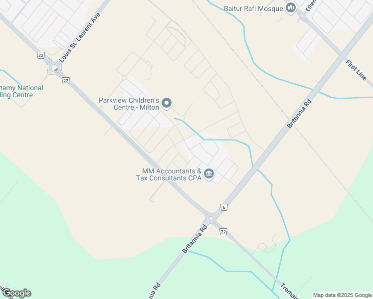 map of restaurants, bars, coffee shops, grocery stores, and more near 6081 Tremaine Road in Milton