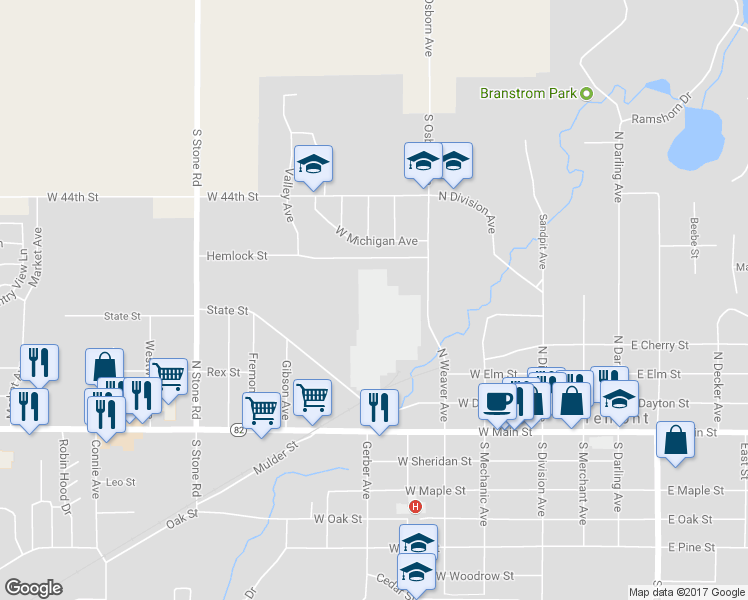 map of restaurants, bars, coffee shops, grocery stores, and more near in Fremont