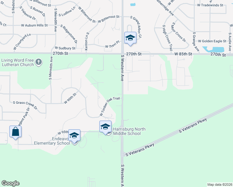 map of restaurants, bars, coffee shops, grocery stores, and more near 27027 South Western Avenue in Sioux Falls