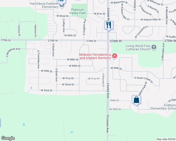 map of restaurants, bars, coffee shops, grocery stores, and more near 3701 West 89th Street in Sioux Falls