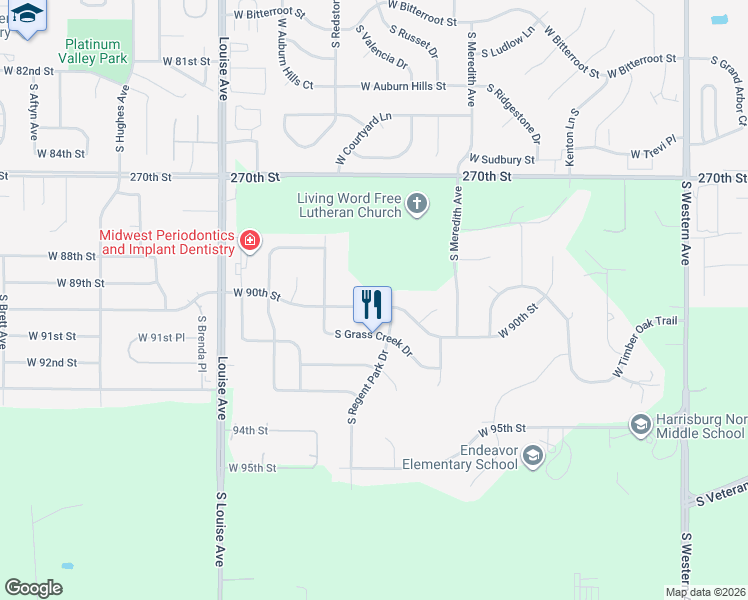 map of restaurants, bars, coffee shops, grocery stores, and more near 3004 West 90th Street in Sioux Falls