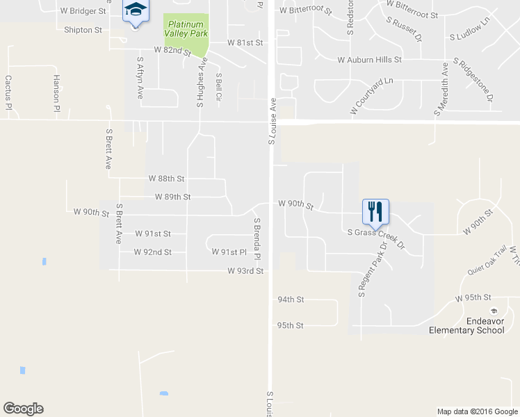 map of restaurants, bars, coffee shops, grocery stores, and more near 8100 South Brenda Place in Sioux Falls