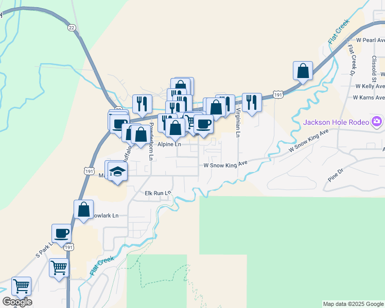 map of restaurants, bars, coffee shops, grocery stores, and more near 925 Smith Lane in Jackson