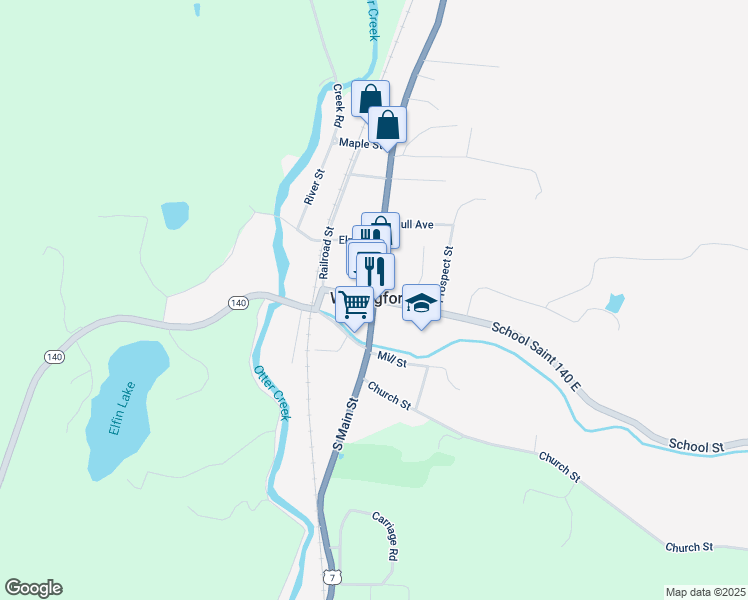 map of restaurants, bars, coffee shops, grocery stores, and more near 32 School Street in Wallingford