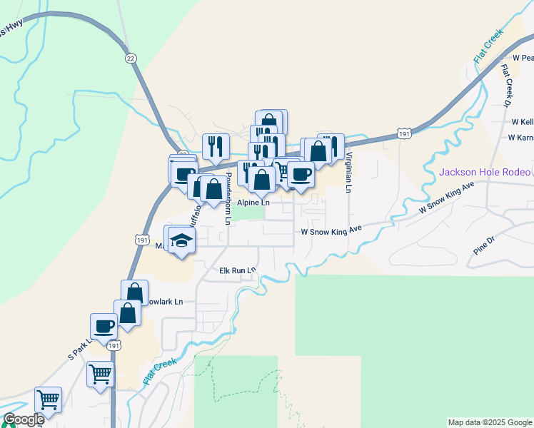 map of restaurants, bars, coffee shops, grocery stores, and more near 945 Smith Lane in Jackson