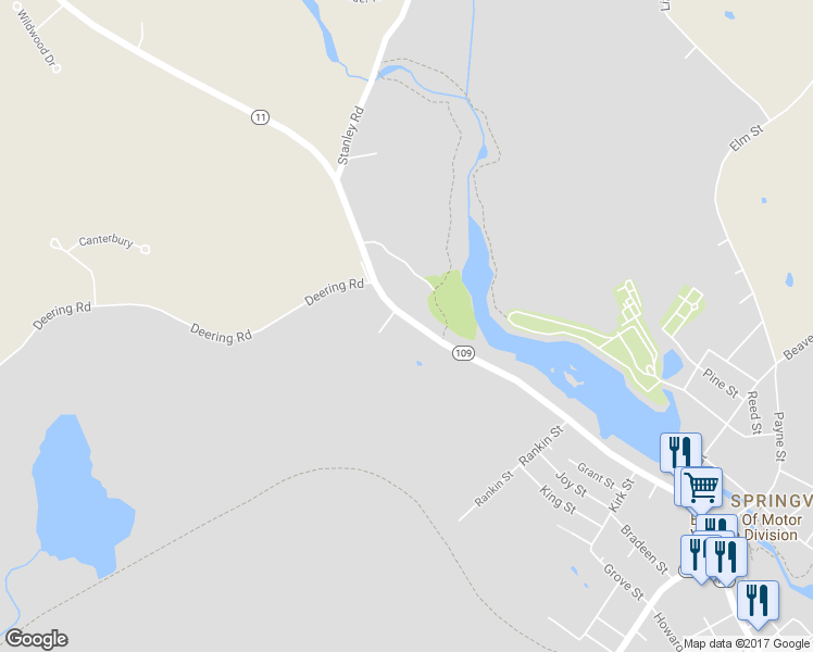 map of restaurants, bars, coffee shops, grocery stores, and more near 313 Main Street in Sanford