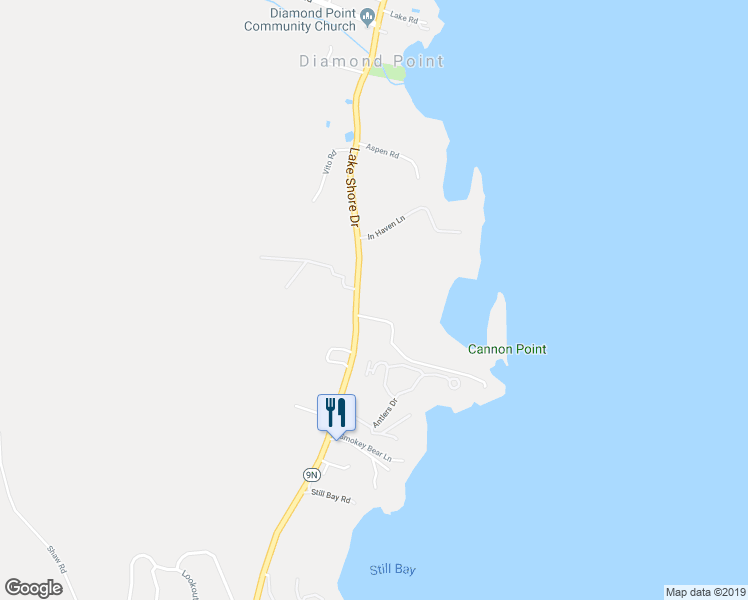 map of restaurants, bars, coffee shops, grocery stores, and more near 3572 Lake Shore Drive in Lake George