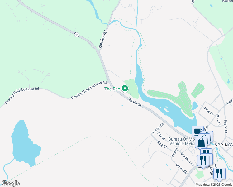 map of restaurants, bars, coffee shops, grocery stores, and more near 313 Main Street in Sanford