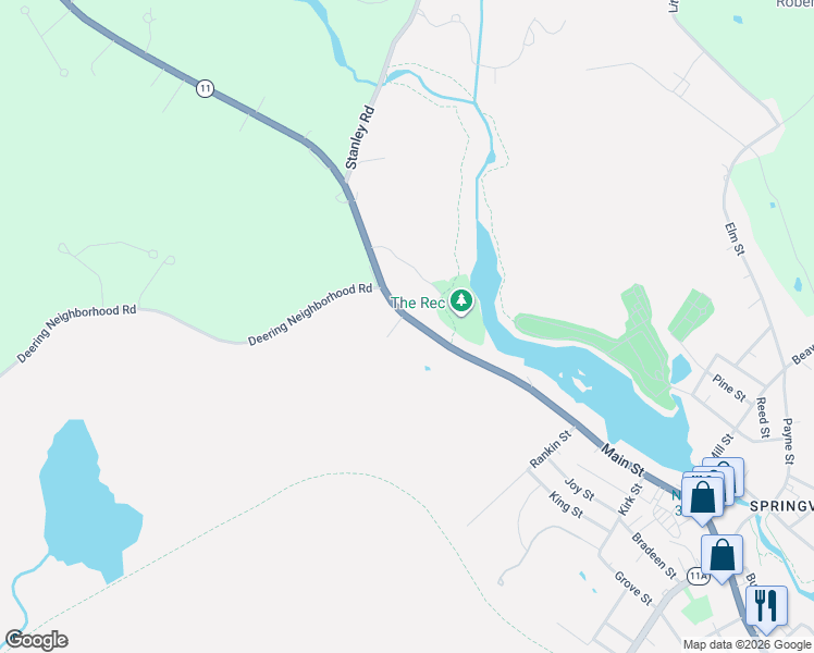 map of restaurants, bars, coffee shops, grocery stores, and more near 313 Main Street in Sanford