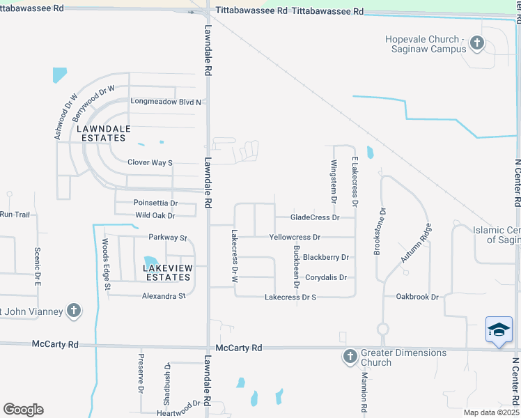 map of restaurants, bars, coffee shops, grocery stores, and more near 4470 Spicebush Drive in Saginaw