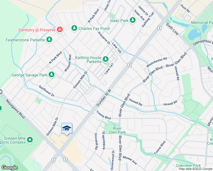 map of restaurants, bars, coffee shops, grocery stores, and more near 3028 Creekshore Common in Oakville
