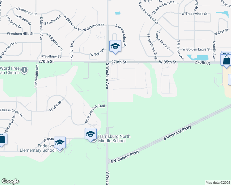 map of restaurants, bars, coffee shops, grocery stores, and more near 27027 Western Avenue in Tea