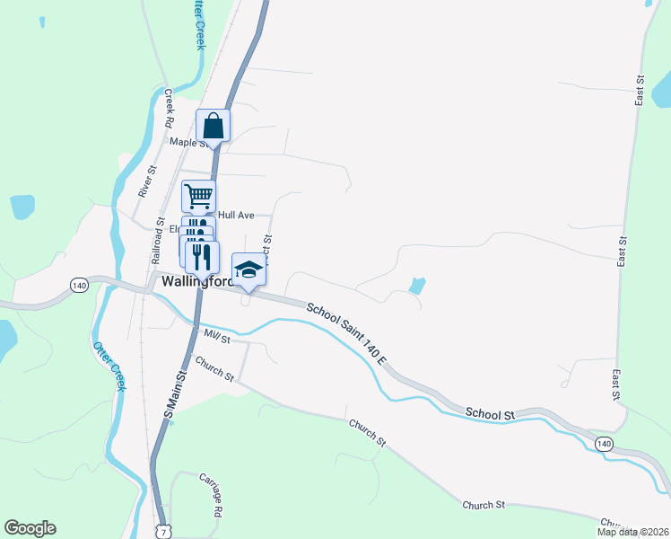 map of restaurants, bars, coffee shops, grocery stores, and more near 202 Hillside Road in Wallingford