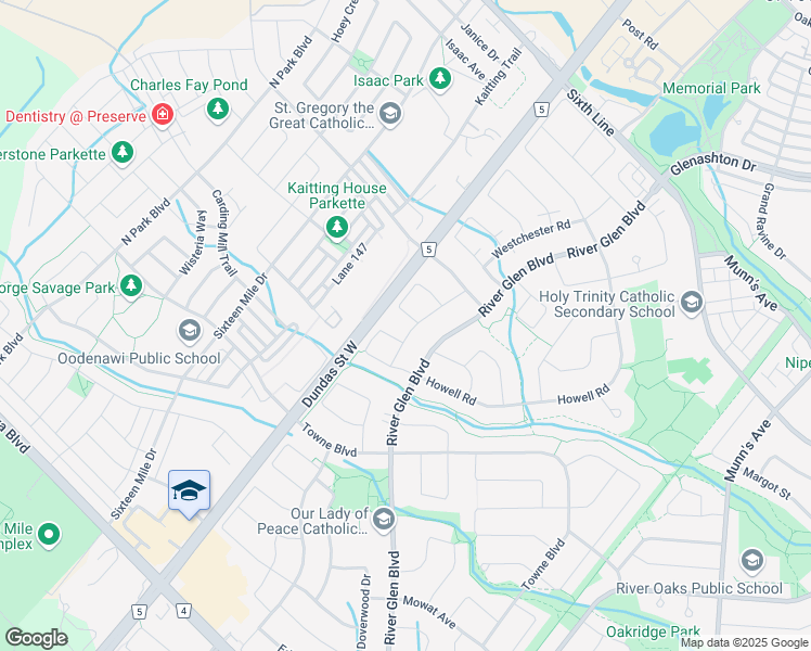 map of restaurants, bars, coffee shops, grocery stores, and more near 241 Lexington Road in Oakville