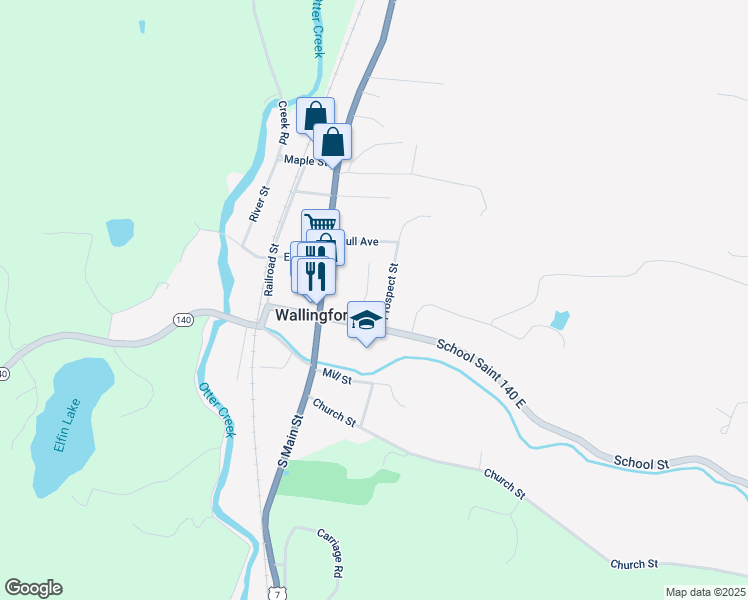 map of restaurants, bars, coffee shops, grocery stores, and more near 109 School Street in Wallingford