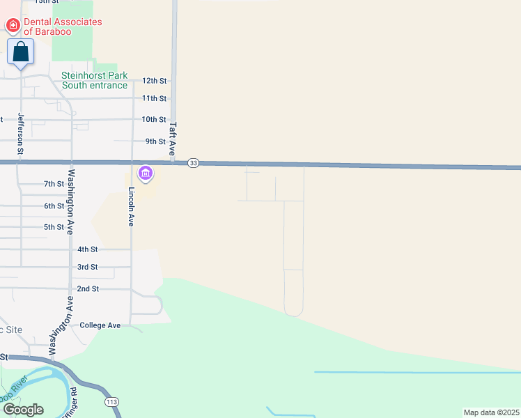 map of restaurants, bars, coffee shops, grocery stores, and more near 1606 8th Street in Baraboo
