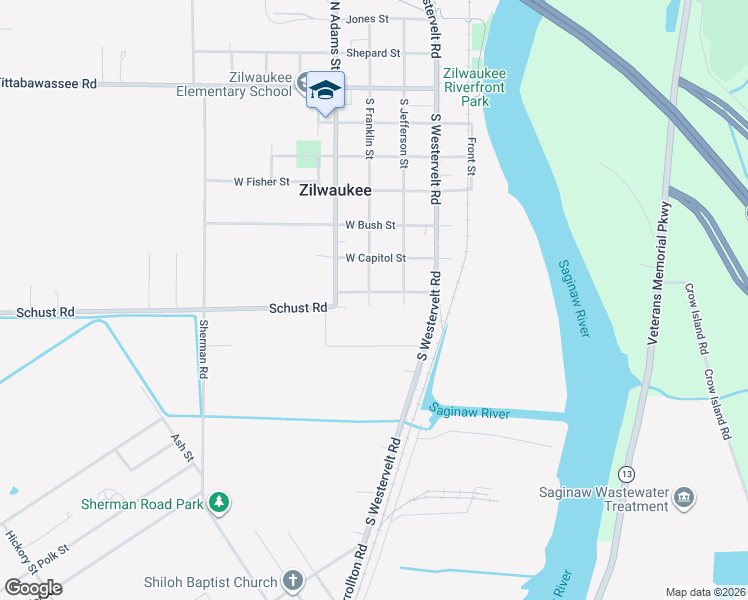 map of restaurants, bars, coffee shops, grocery stores, and more near 217 Schust Road in Saginaw
