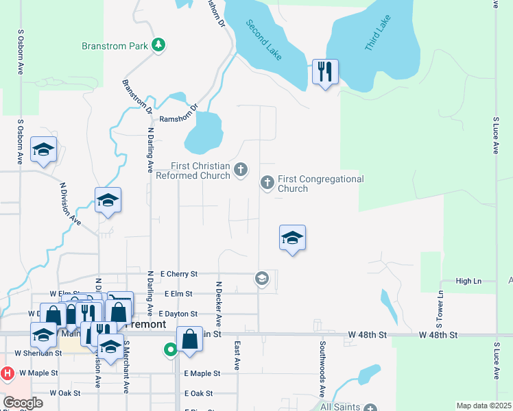map of restaurants, bars, coffee shops, grocery stores, and more near 441 Mary Lane in Fremont