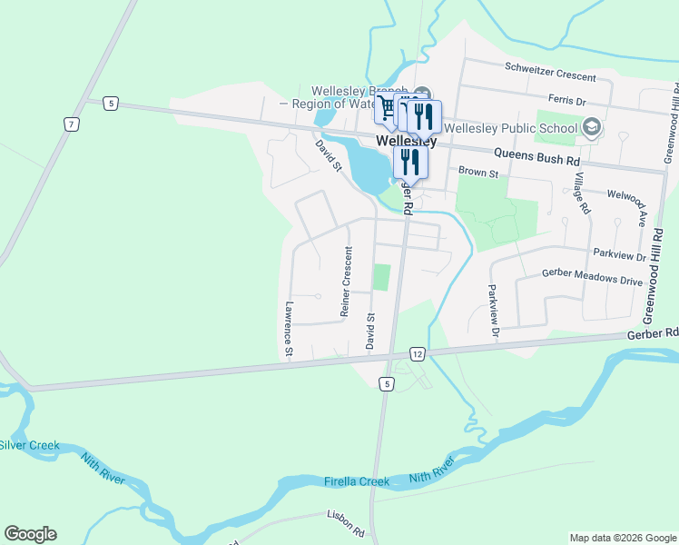 map of restaurants, bars, coffee shops, grocery stores, and more near 35 Reiner Crescent in Wellesley